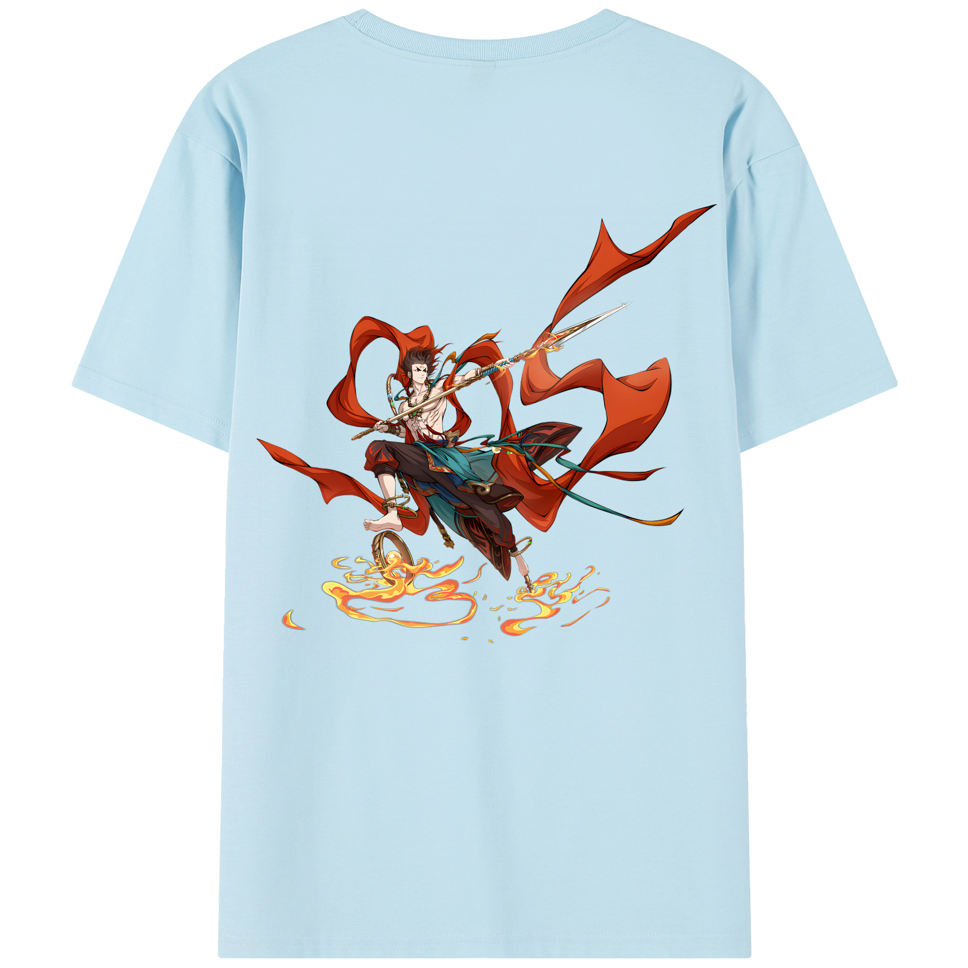 （画像用） Ne Zha 2 ナタ 魔童の大暴れ 綿100％半袖Tシャツ（背面プリント）